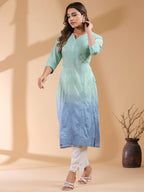 Janasya Bright Cotton Ombre Straight Kurta - Distacart