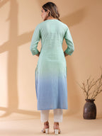 Janasya Bright Cotton Ombre Straight Kurta - Distacart