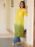Janasya Bright Cotton Ombre Straight Kurta - Distacart