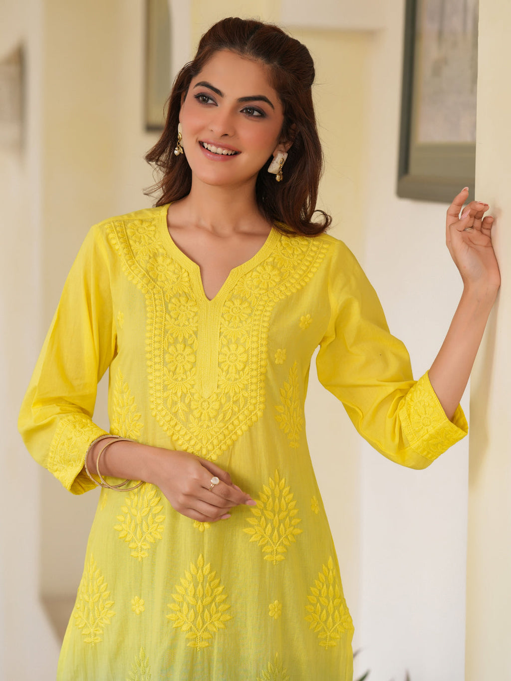 Janasya Bright Cotton Ombre Straight Kurta - Distacart
