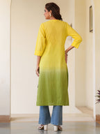 Janasya Bright Cotton Ombre Straight Kurta - Distacart