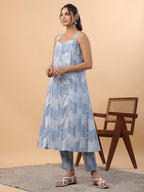 Janasya Blue Cambric Ethnic Motifs Set - Distacart