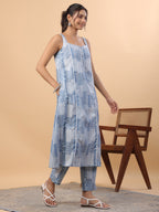 Janasya Blue Cambric Ethnic Motifs Set - Distacart