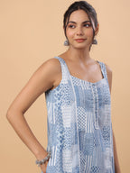 Janasya Blue Cambric Ethnic Motifs Set - Distacart