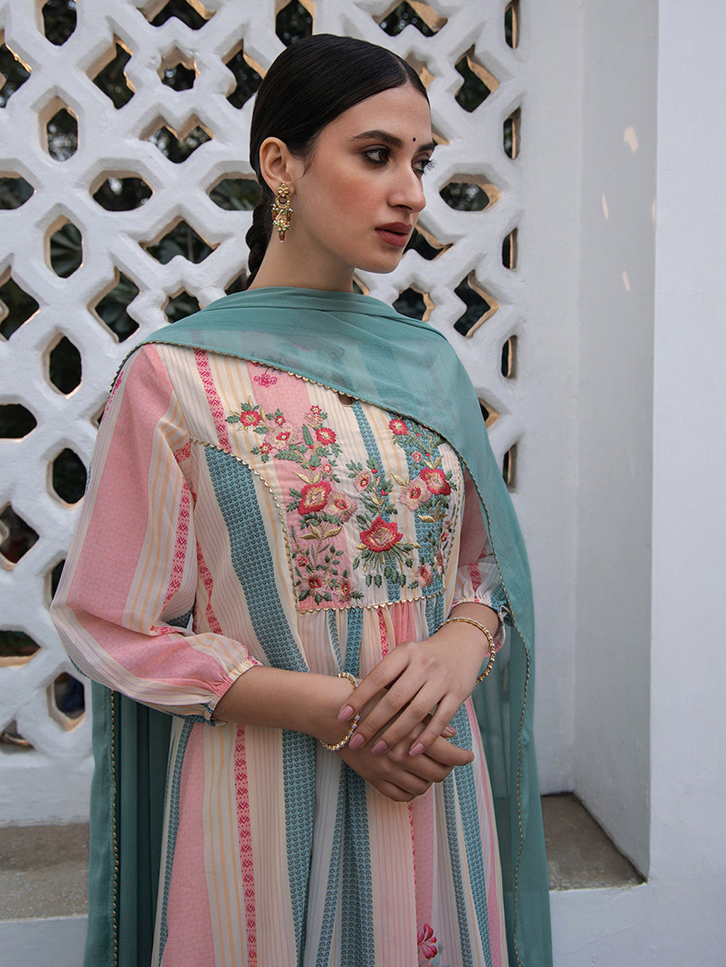 Janasya From Style Master Georgette Floral A-Line Kurta Set - Distacart