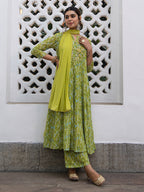 Janasya Light Georgette Yoke Embroidery Anarkali Kurta Set - Distacart