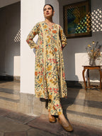 Janasya Light Cotton Floral Gathered Kurta Set - Distacart