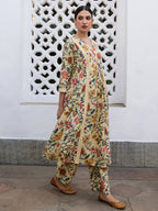 Janasya Light Cotton Floral Gathered Kurta Set - Distacart