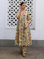 Janasya Light Cotton Floral Gathered Kurta Set - Distacart