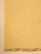 Janasya Straight Cambric Mustard Floral V-Neck Kurta,Bottom & Dupatta