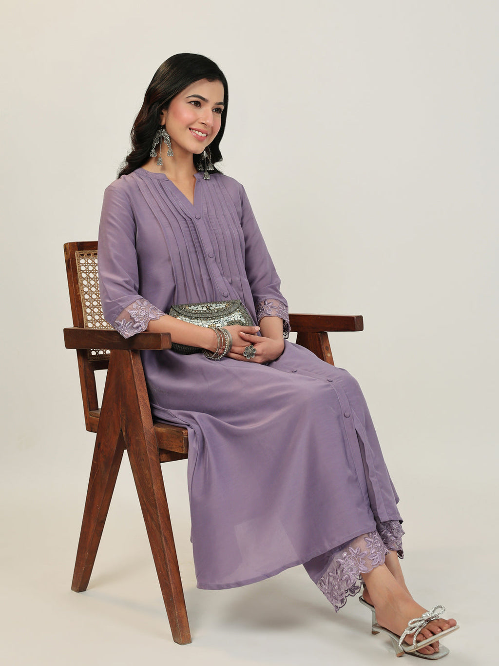 Janasya Dark Muslin Embroidered A-Line Kurta Set - Distacart