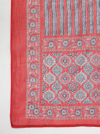 Janasya Straight Cambric Red Ethnic Motifs V-Neck Set