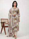 Janasya Regular Cambric Multicolour mix match Notch Neck Set