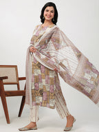 Janasya Regular Cambric Multicolour mix match Notch Neck Set