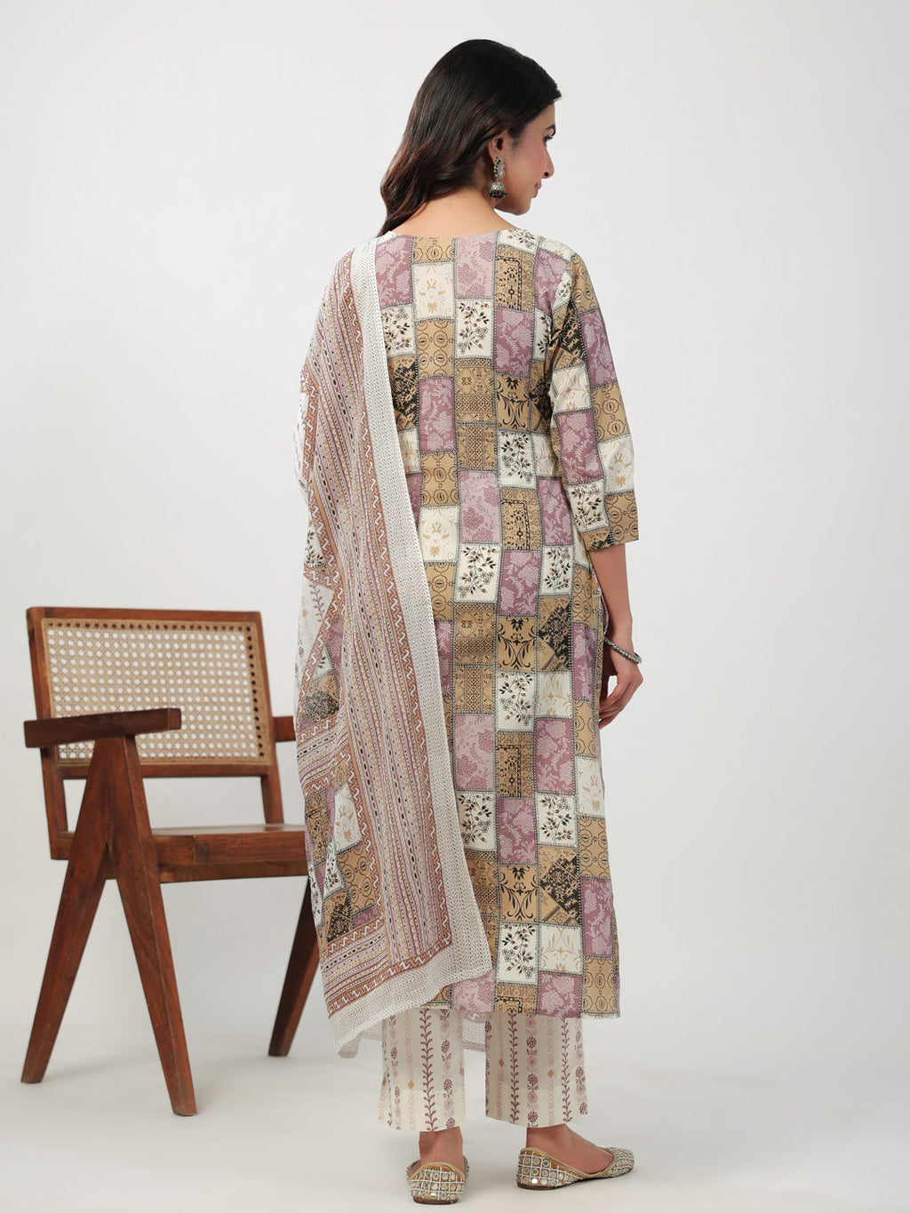 Janasya Regular Cambric Multicolour mix match Notch Neck Set