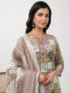 Janasya Regular Cambric Multicolour mix match Notch Neck Set
