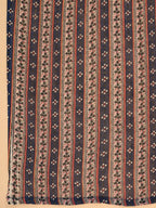 Janasya Straight Cambric Dark Blue Ethnic Motifs Band Collar Kurta,Bottom & Dupatta