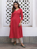 Janasya Dark Cotton Ethnic Motifs A-Line Kurta Set - Distacart