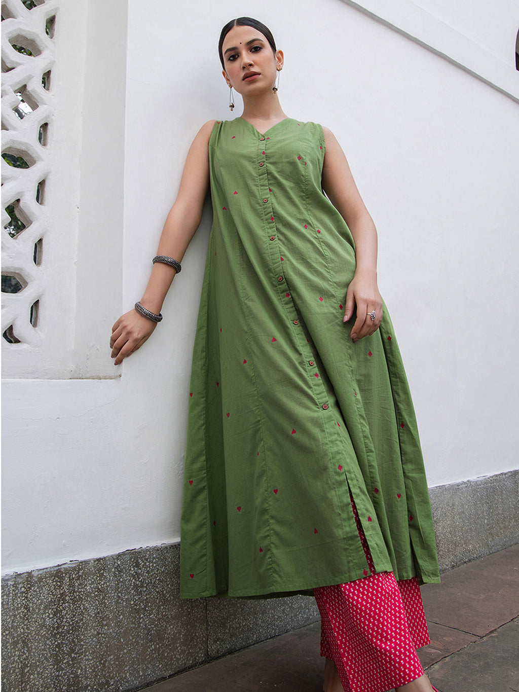 Janasya Light Cotton Solid A-Line Kurta Set - Distacart