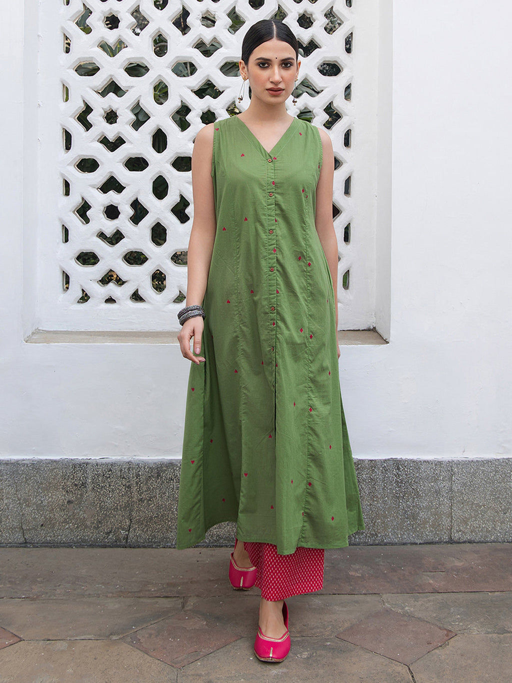 Janasya Light Cotton Solid A-Line Kurta Set - Distacart