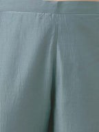 Janasya Regular Chinnon Ice Blue Embroidered V-Neck Kurta,Bottom & Dupatta