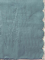 Janasya Regular Chinnon Ice Blue Embroidered V-Neck Kurta,Bottom & Dupatta