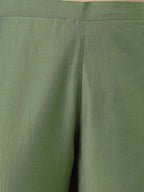 Janasya Regular Chinnon Green Ethnic Motifs V-Neck Kurta,Bottom & Dupatta