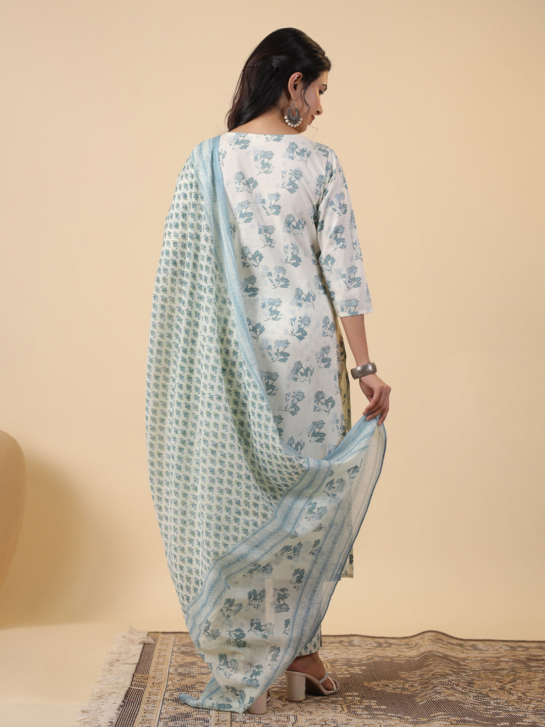 Janasya Bright Cotton Floral Straight Kurta Set - Distacart