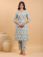 Janasya Light Cotton Ikkat Straight Kurta Set - Distacart