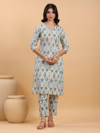 Janasya Light Cotton Ikkat Straight Kurta Set - Distacart