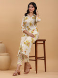 Janasya Light Cotton Floral Button Down Shirt Kurta Set - Distacart