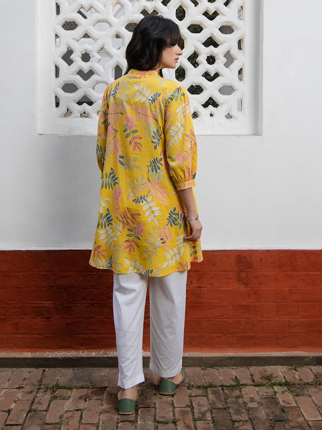 Janasya Light Cotton Tropical Gathered Tunic - Distacart
