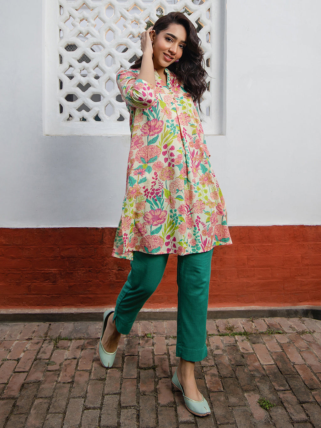 Janasya From Style Master Cotton Floral A-Line Tunic - Distacart