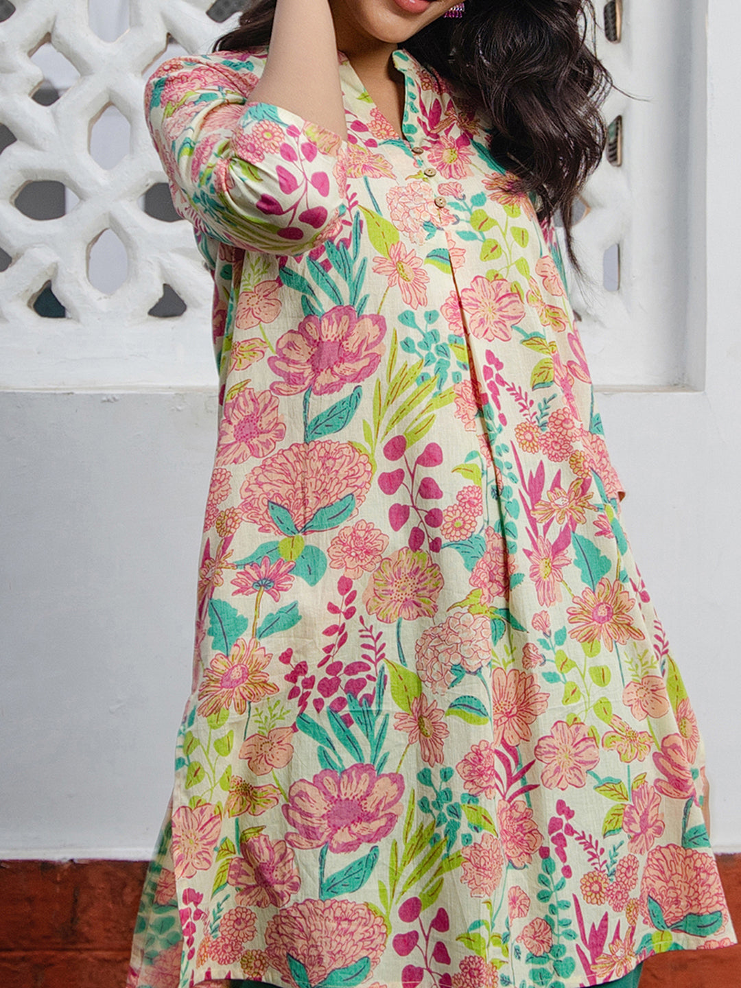 Janasya From Style Master Cotton Floral A-Line Tunic - Distacart