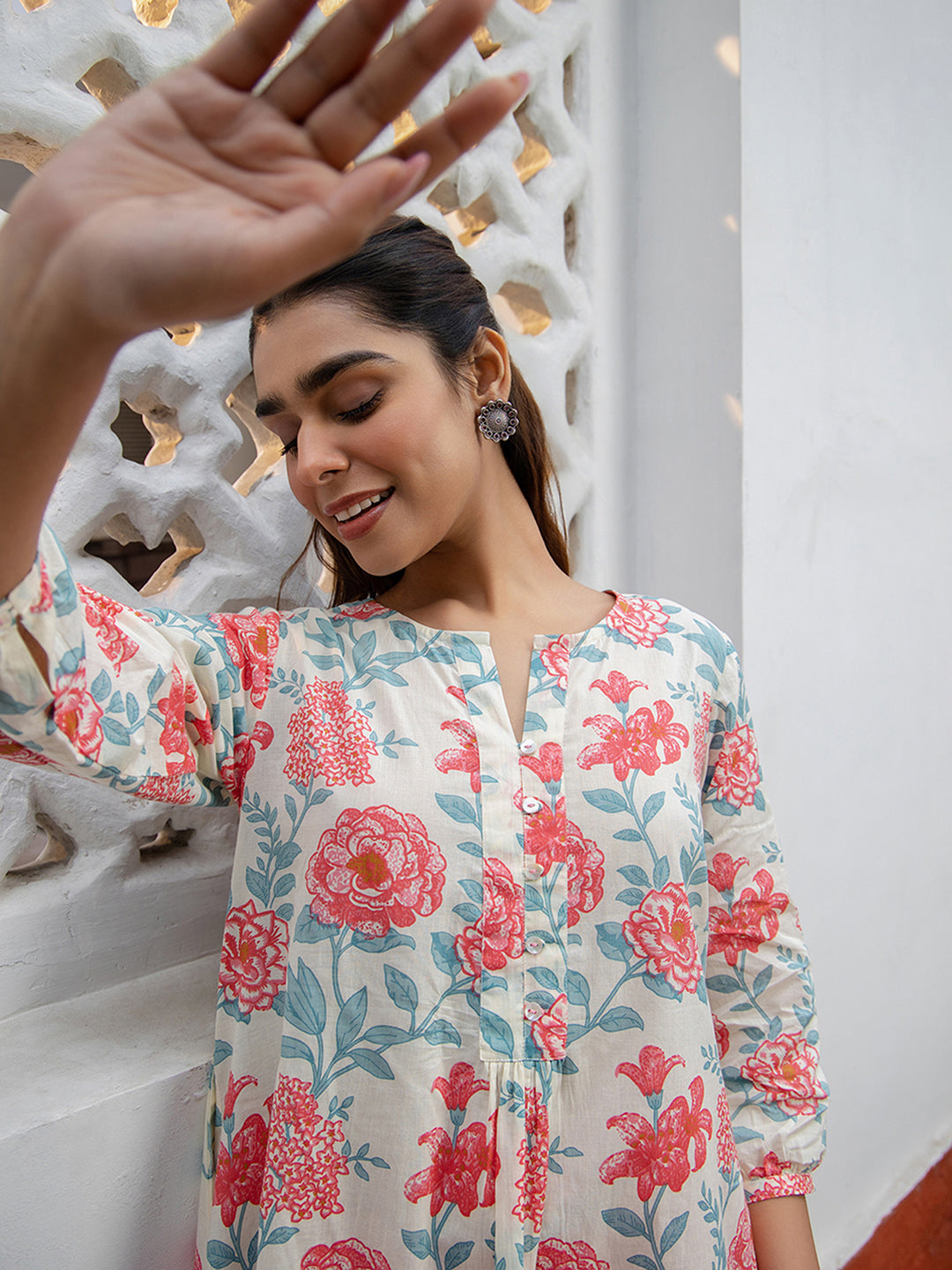 Janasya From Style Master Cotton Floral A-Line Tunic - Distacart