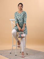 Janasya Light Cotton Floral A-Line Tunic - Distacart