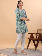 Janasya Sage Cambric Floral Tunic