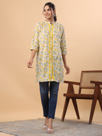 Janasya Light Cotton Floral A-Line Tunic - Distacart