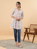 Janasya Light Floral A-Line Tunic - Distacart