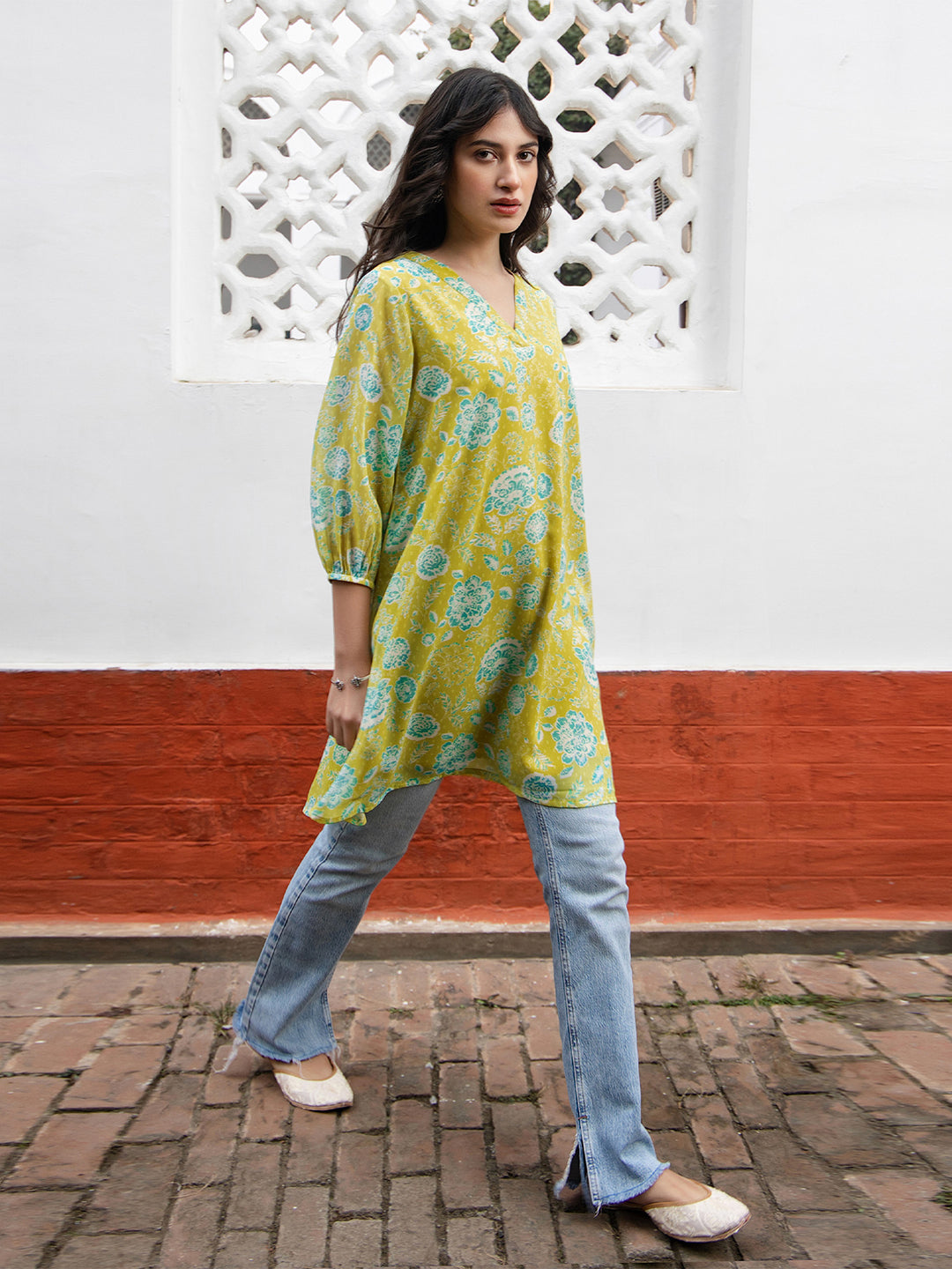 Janasya From Style Master Georgette Floral Regular Tunic - Distacart