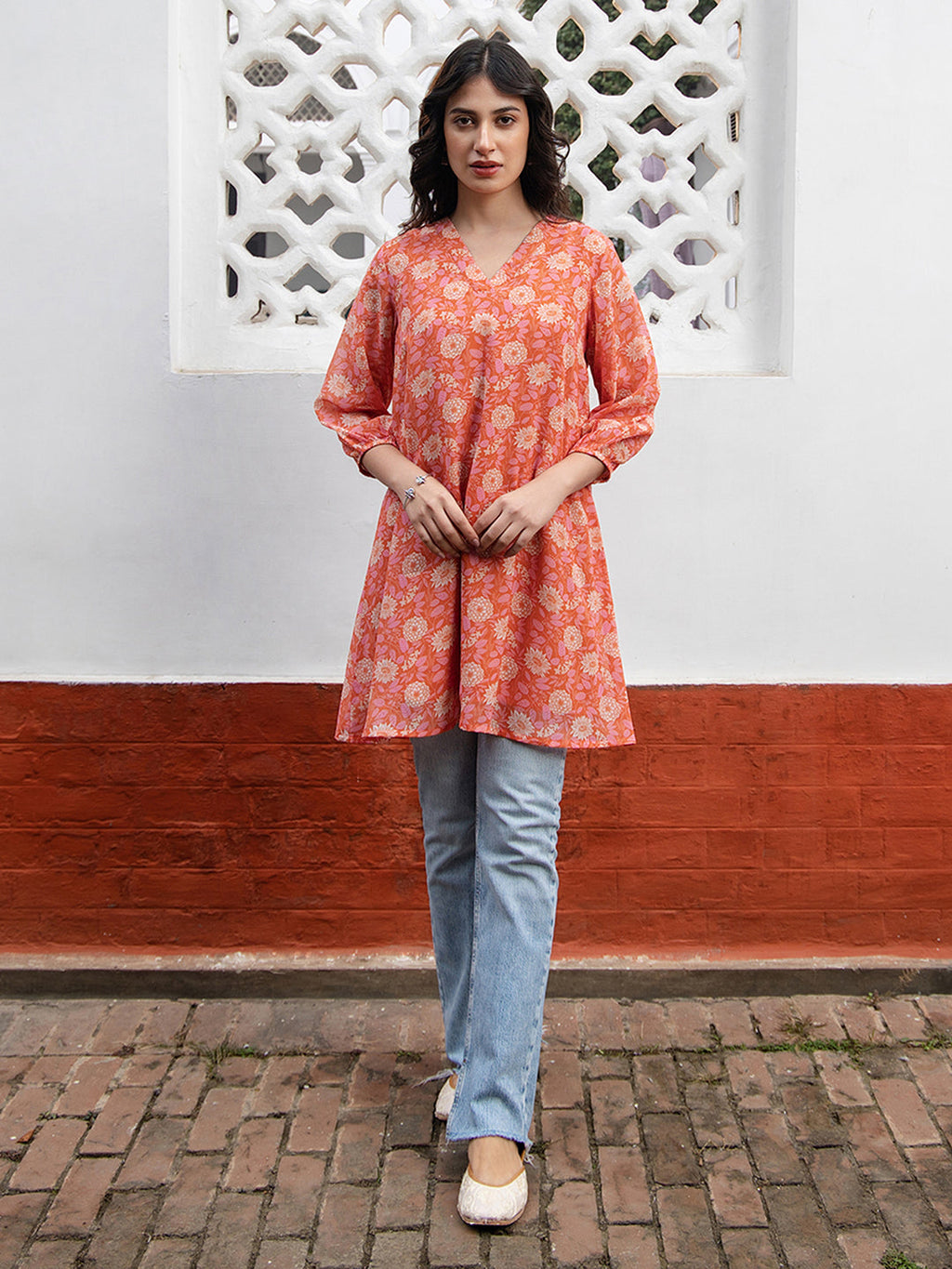 Janasya From Style Master Georgette Floral Regular Tunic - Distacart