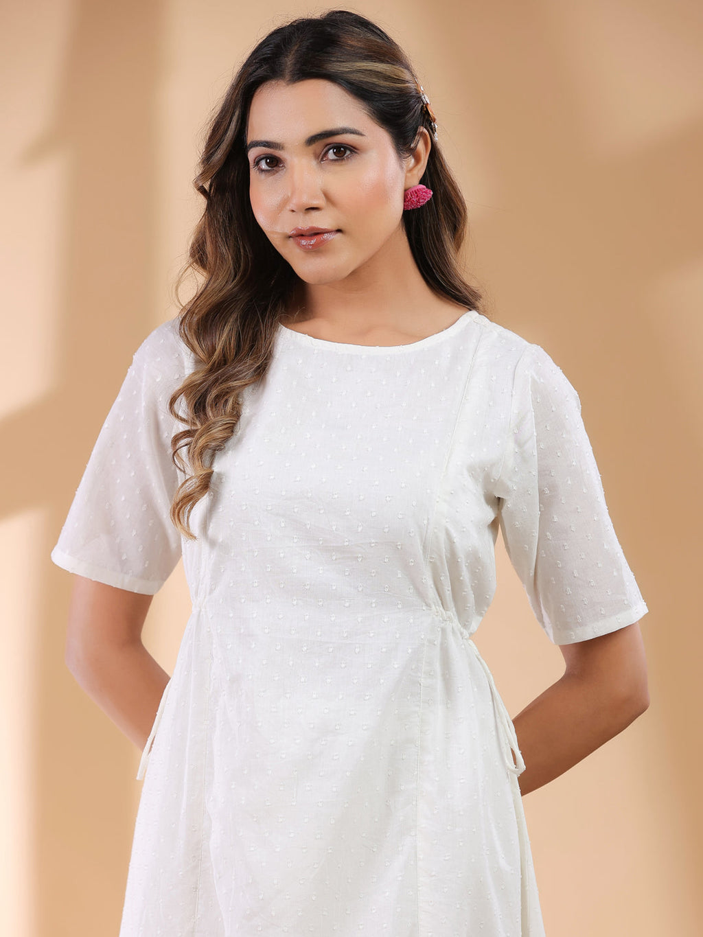 Janasya Light Dobby Cotton Self Design A-Line Kurta Set - Distacart