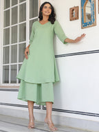 Janasya Light Dobby Cotton Self Design A-Line Top & Bottom Set - Distacart