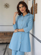Janasya Light Cotton Solid Straight Top & Bottom Set - Distacart