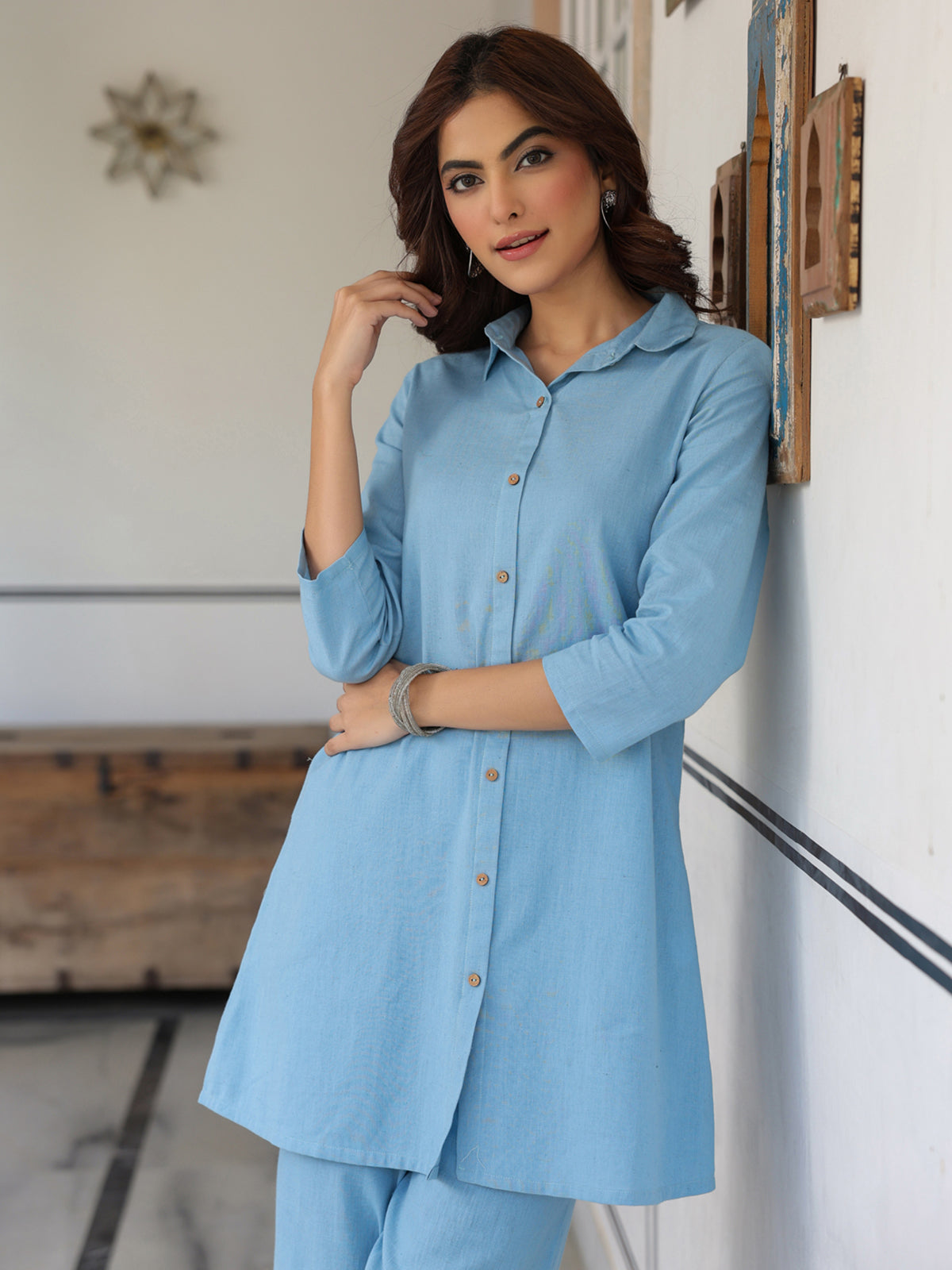 Janasya Light Cotton Solid Straight Top & Bottom Set - Distacart