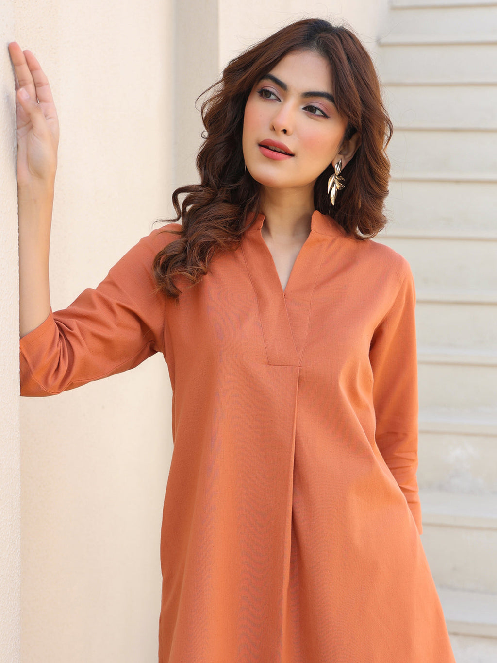 Janasya Dark Cotton Solid A-Line Top & Bottom Set - Distacart