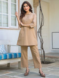 Janasya Dark Cotton Solid A-Line Top & Bottom Set - Distacart