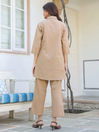 Janasya Dark Cotton Solid A-Line Top & Bottom Set - Distacart