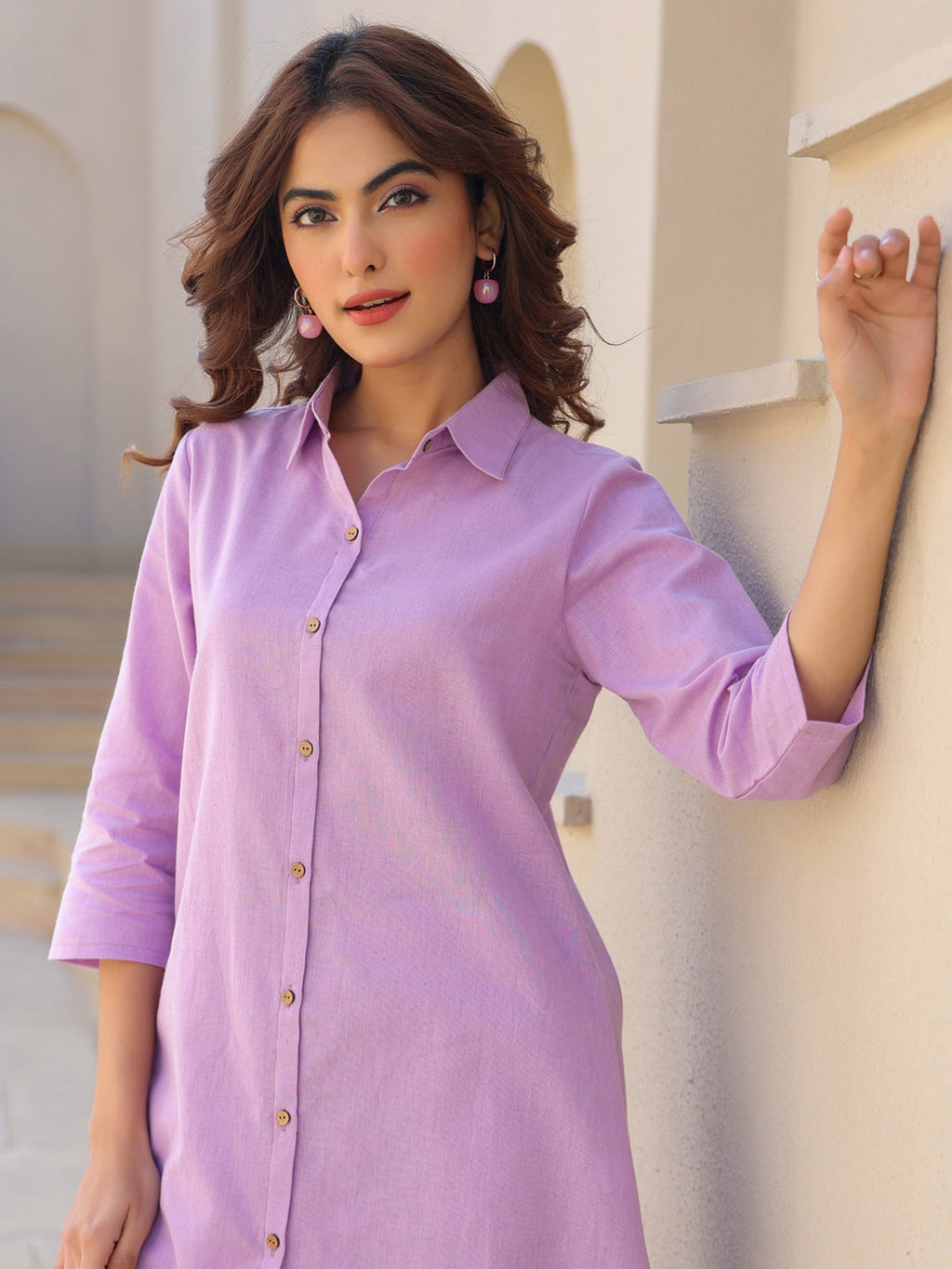 Janasya Light Cotton Solid A-Line Top & Bottom Set - Distacart
