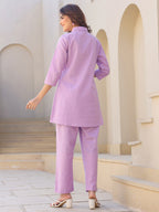 Janasya Light Cotton Solid A-Line Top & Bottom Set - Distacart